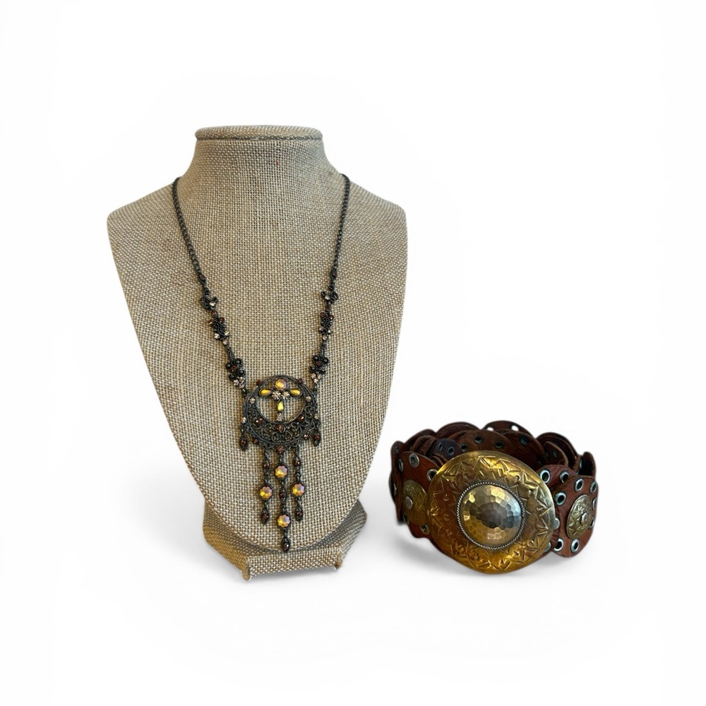 Boho Bundle Vintage Coper & Silver Belt & Boho Jem Necklace Festival